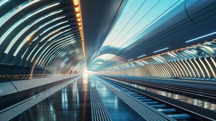 High-speed train station platform with futuristic design.