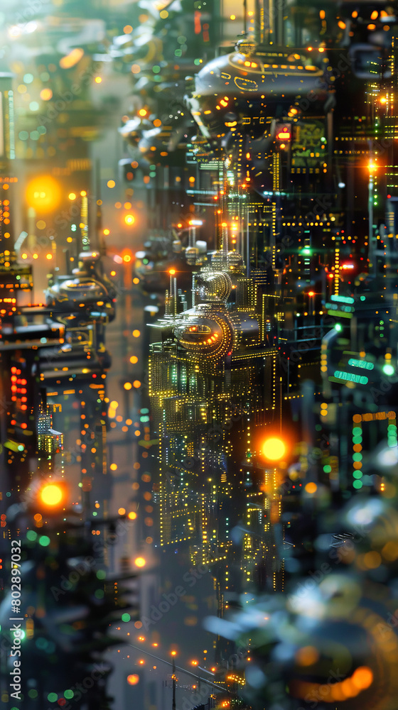 Poster generic intricate electronic elements in an abstract advanced technology composition