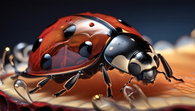 ladybug on wooden table , generated by AI