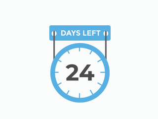 24 days to go countdown template. 24 day Countdown left days banner design. 24 Days left countdown timer
