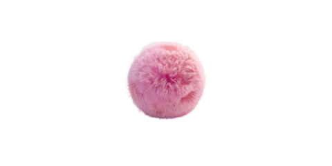 3D render of a cute fluffy pink fur ball on a white background