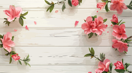 Beautiful blooming azalea on white wooden background
