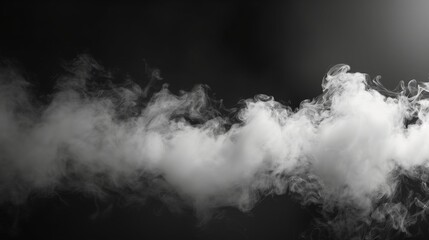 gentle and wispy smoke patterns flowing dynamically over a deep black backdrop in monochrome