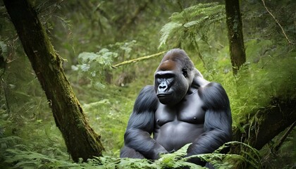 A Solitary Gorilla Enjoying A Moment Of Solitude I  2