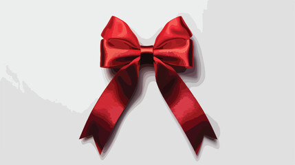 Beautiful bow from red ribbon on white background Vector