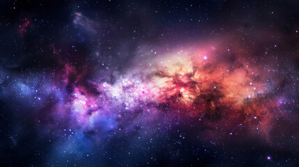 Vivid colors of a nebula in deep space with starry background