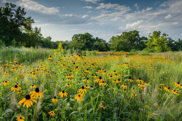 Flower-Lined Dirt Path. Beautiful simple AI generated image in 4K, unique.