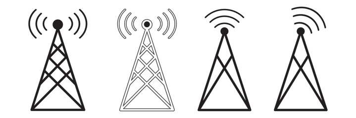 set of Electric tower icon. Outline illustration of electric tower vector icon for web design isolated on white background.7891