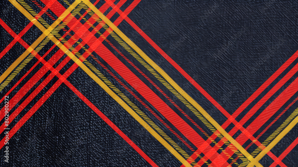 Poster Detailed close-up of colorful tartan fabric texture and pattern displayed