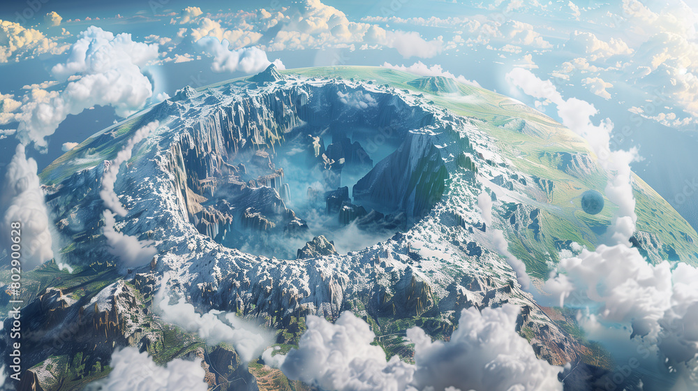 Poster create an image of a future earth where climate change has been reversed through geoengineering.