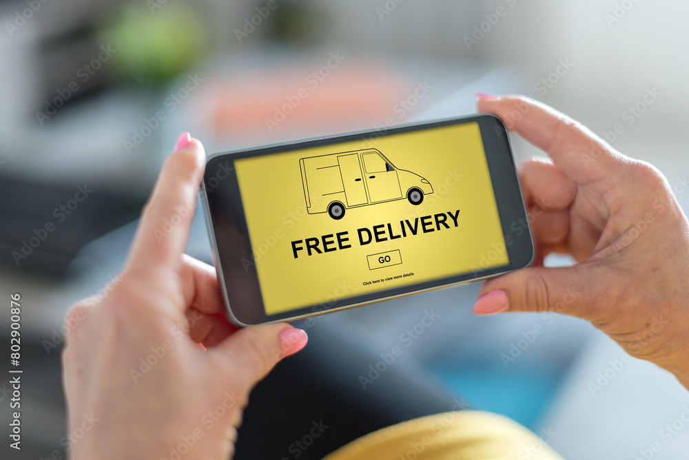 Poster Free delivery concept on a smartphone