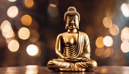 golden buddha statue with blurred background
