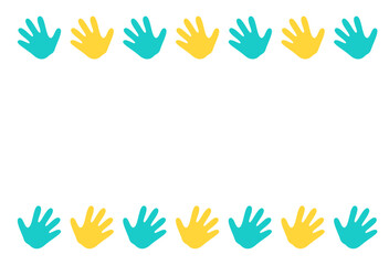 Children's Day Hand Palm Frame. Cute Kids Hand Imprint Border. Handbreadth Childish Colorful Background.