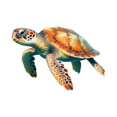 Turtle Isolated Detailed Watercolor Hand Drawn Painting Illustration