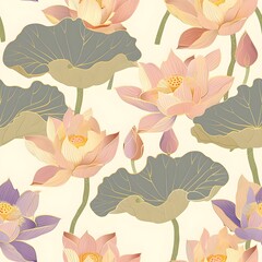 lotus decorative seamless pattern vector