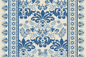 Saree Sarong Motifs Ikat floral paisley embroidery floral.ikat ethnic oriental pattern traditional.Ikat embroidery style abstract embroidery design for texture, fabric, clothing, wrapping, decoration