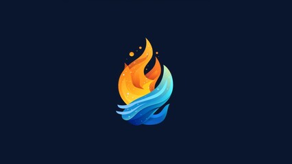 minimalisticabstract logo design showing a combination of water and fire