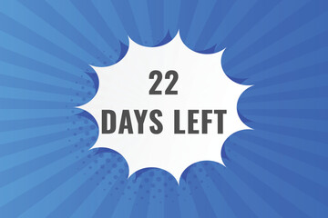 22 days to go countdown template. 22 day Countdown left days banner design. 22 Days left countdown timer
