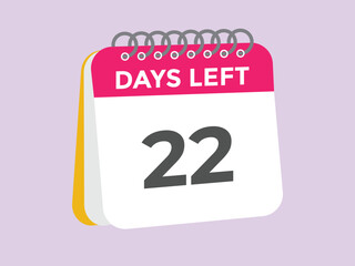 22 days to go countdown template. 22 day Countdown left days banner design. 22 Days left countdown timer
