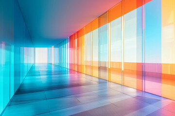 Futuristic interior architecture.Abstract colorful light background.