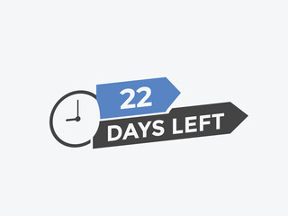 22 days to go countdown template. 22 day Countdown left days banner design. 22 Days left countdown timer
