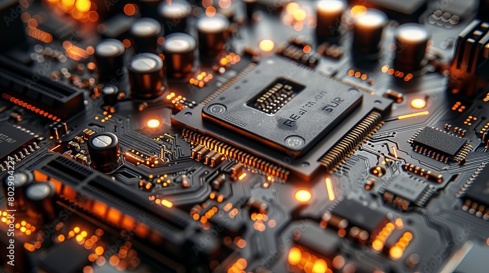 Poster high-resolution 3d background featuring a circuit board.