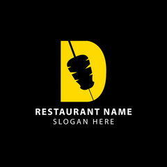 D letter Doner Kebab Logo Design