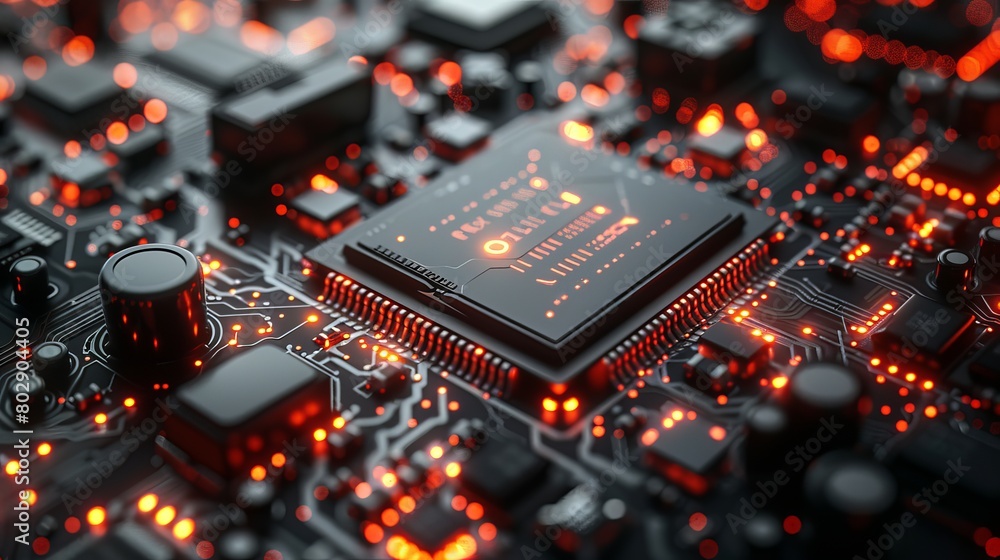 Poster high-resolution 3d background featuring a circuit board.