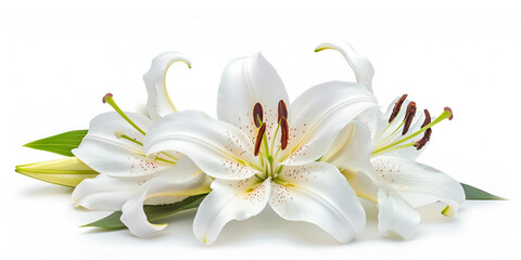 Elegant Lily Funeral Arrangement on White Background with Space for Text