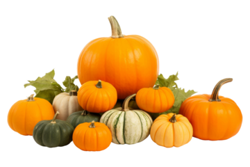 The Pumpkin Patch Gathering. On a White or Clear Surface PNG Transparent Background.