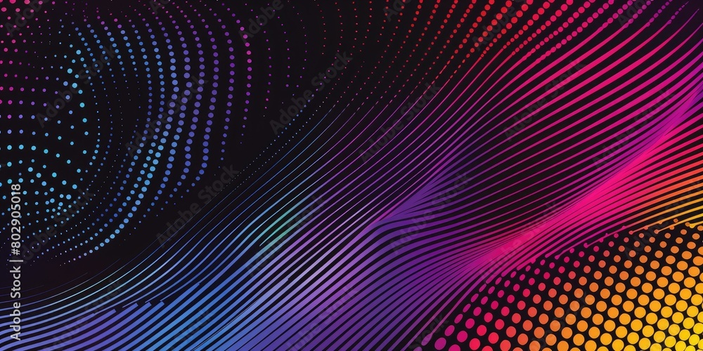 Poster colorful gradient halftone vector background with dots and curved lines, perfect for design projects