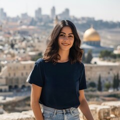 Young Woman Model in Jerusalem, Israel. AI Generative