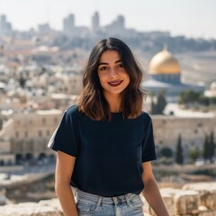 Young Woman Model in Jerusalem, Israel. AI Generative