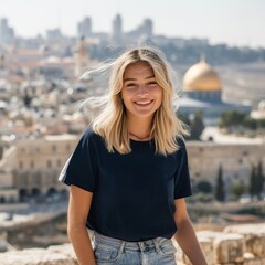 Young Woman Model in Jerusalem, Israel. AI Generative