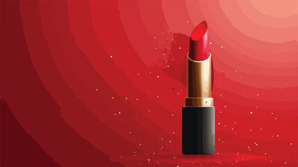 Beautiful lipstick on red background Vector style Vector
