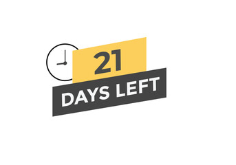 21 days to go countdown template. 21 day Countdown left days banner design. 21 Days left countdown timer
