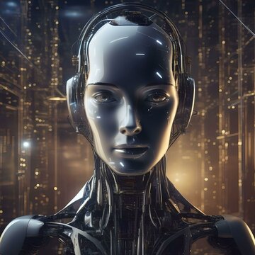 Graphic illustration of a humanoid representation of an artificial intelligence