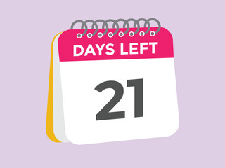 21 days to go countdown template. 21 day Countdown left days banner design. 21 Days left countdown timer
