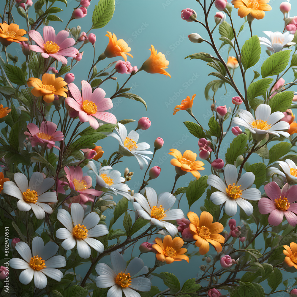 Wall mural background with flowers - Wall murals