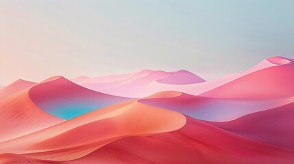 Abstract, minimalist desert scene with surreal color gradients