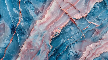 Naklejka premium Vivid Contrast in Pink and Blue Natural Marble Texture