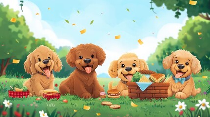 Greeting Card and Banner Design for Social Media or Educational Purpose of National Doodle Dog Day Background