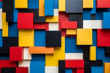 Pop art inspired geometric blocks in primary colors