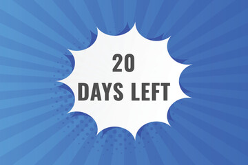 20 days to go countdown template. 20 day Countdown left days banner design. 20 Days left countdown timer
