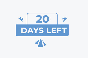 20 days to go countdown template. 20 day Countdown left days banner design. 20 Days left countdown timer
