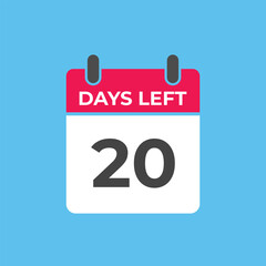20 days to go countdown template. 20 day Countdown left days banner design. 20 Days left countdown timer
