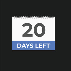 20 days to go countdown template. 20 day Countdown left days banner design. 20 Days left countdown timer
