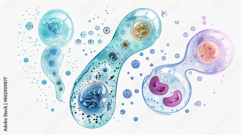 Wall mural Diagrams explaining the process of mitosis and meiosis