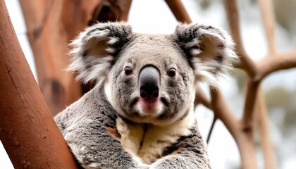 A Koala With Its Fur Blown Back By A Gust Of Wind - obrazy, fototapety, plakaty