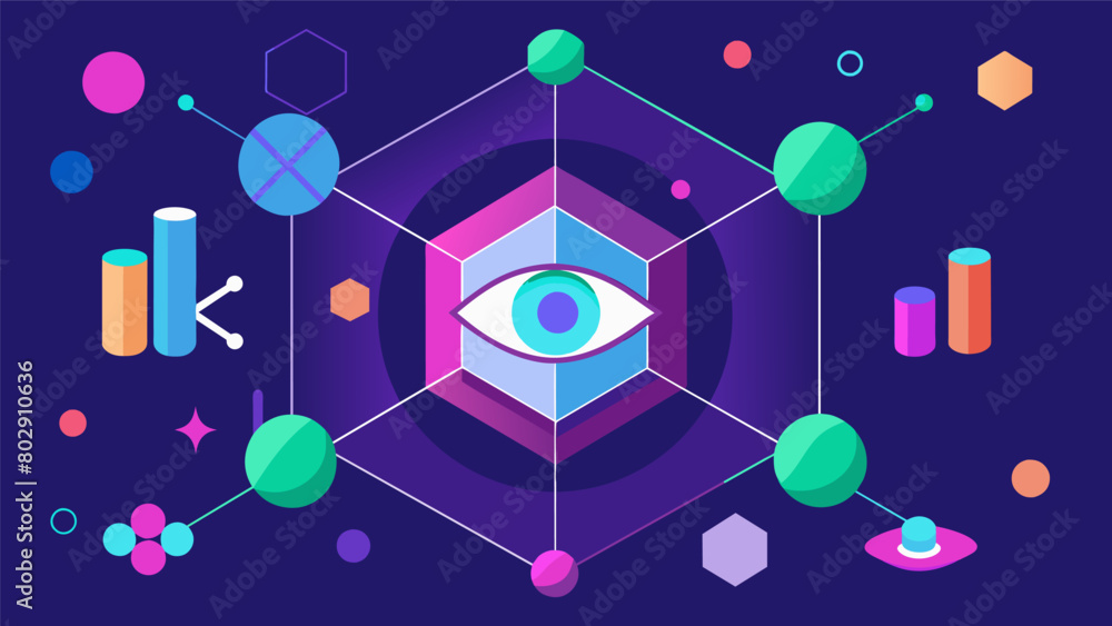 Poster the molecular structure of ketamine surrounded by symbols of temporary dissociation such as blurred 